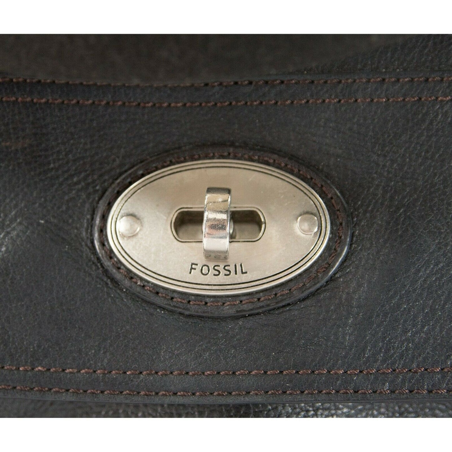 Fossil Maddox Long Live Vintage Leather Briefcase Messenger Crossbody Bag GUC