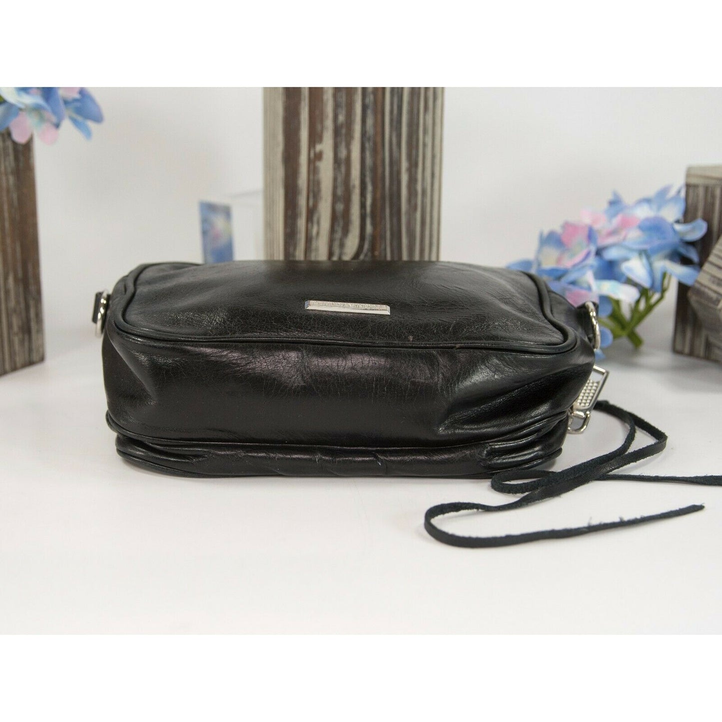 Rebecca Minkoff Black Leather Mini Double Pouch Camera Bag EUC