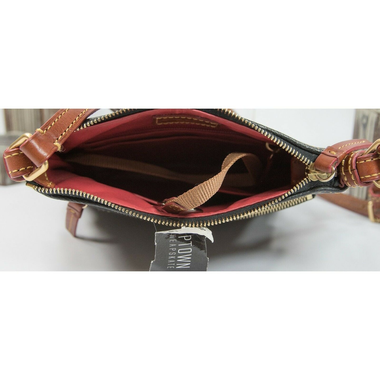 Dooney & Bourke Black Leather Letter Carrier Shoulder Crossbody Bag EUC