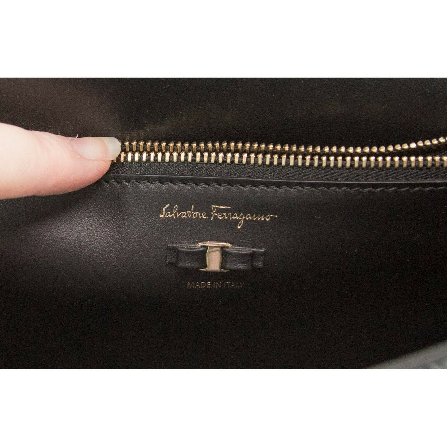 Salvatore Ferragamo Black Leather Studded Bow Crossbody Bag NWT