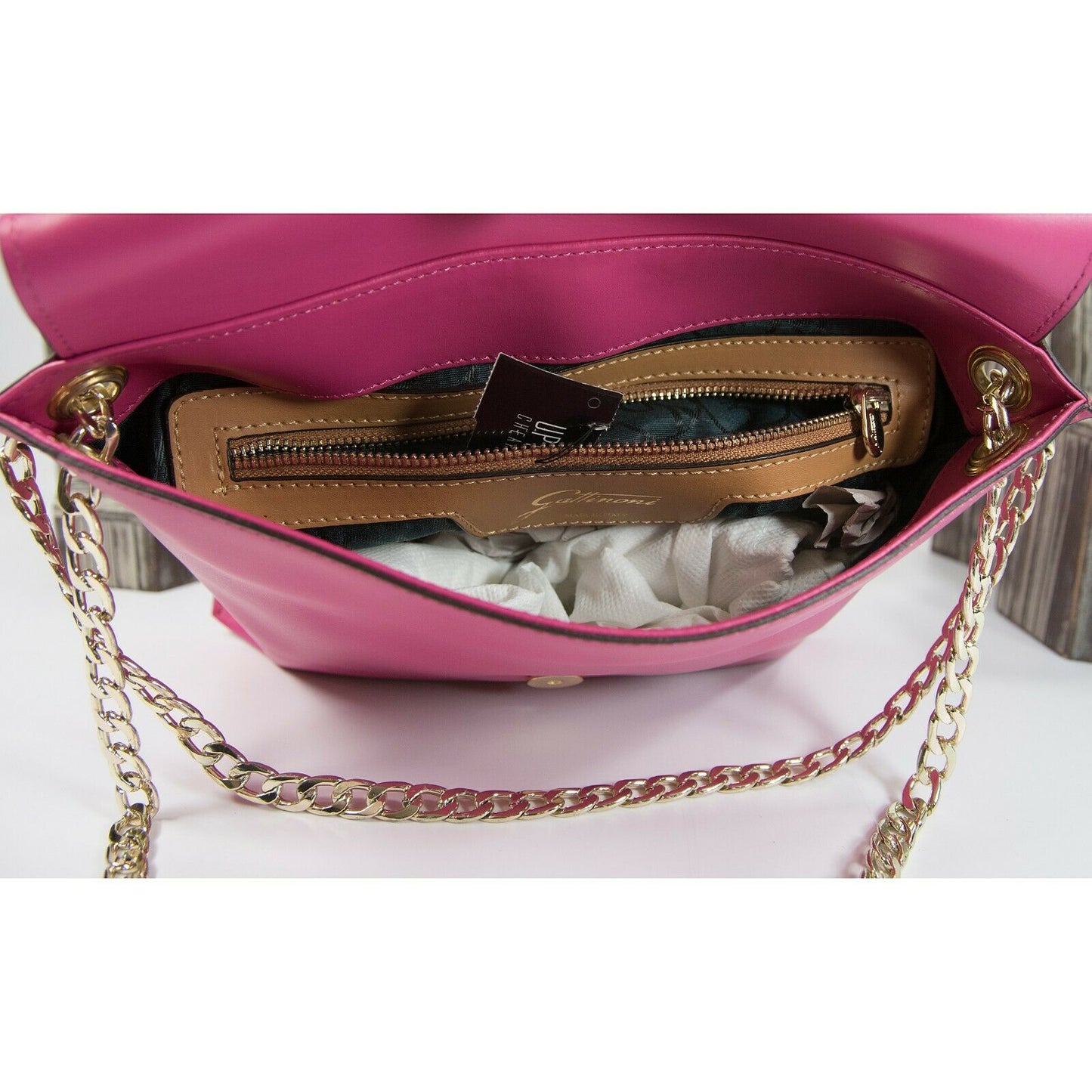 Gattinoni Vintage Hot Pink Italian Leather Flap Shoulder Crossbody Bag EUC