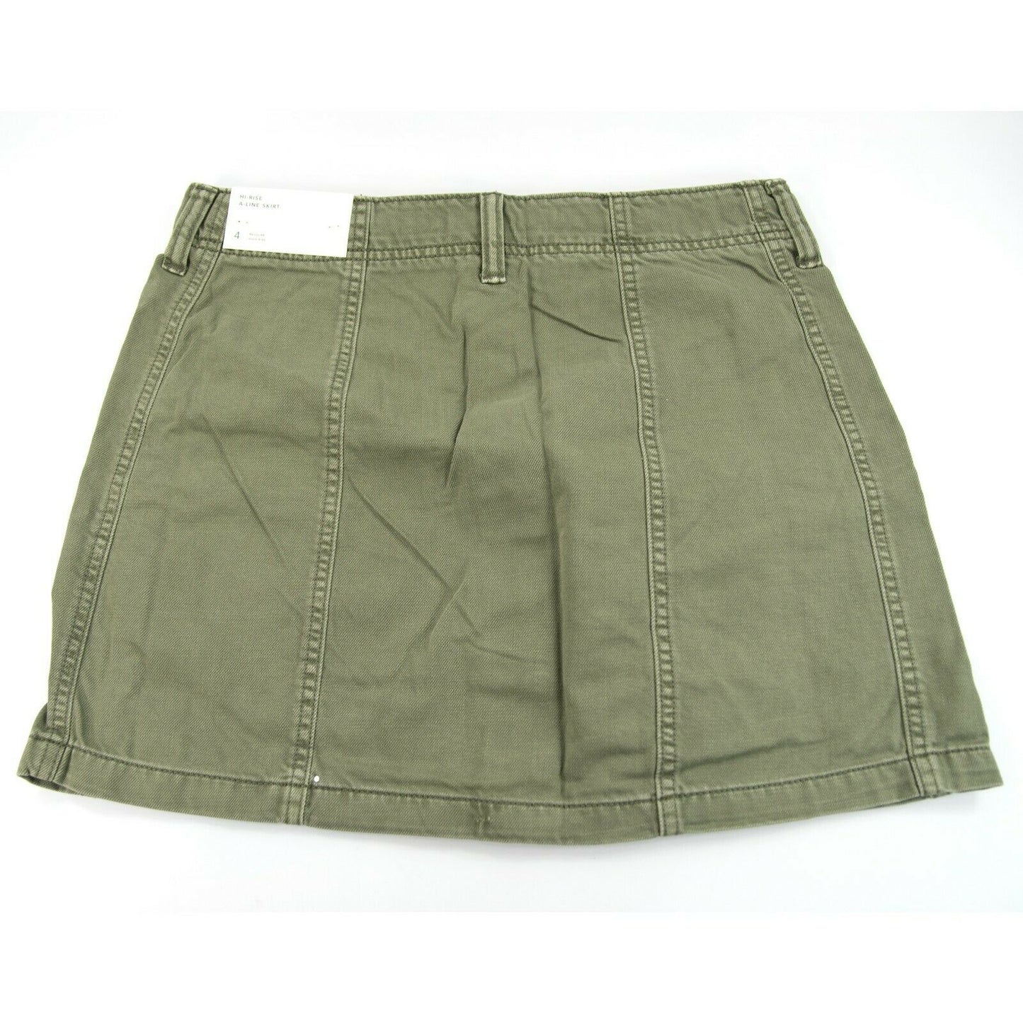 American Eagle Olive Cotton High Rise A-Line Button Front Mini Skirt NWT 4