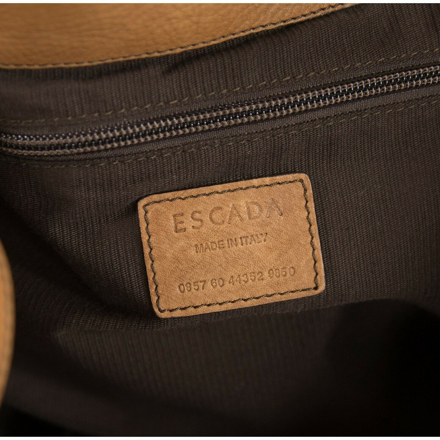 Escada Brown Leather Large Pocket Front Shoulder Weekend Bag EUC