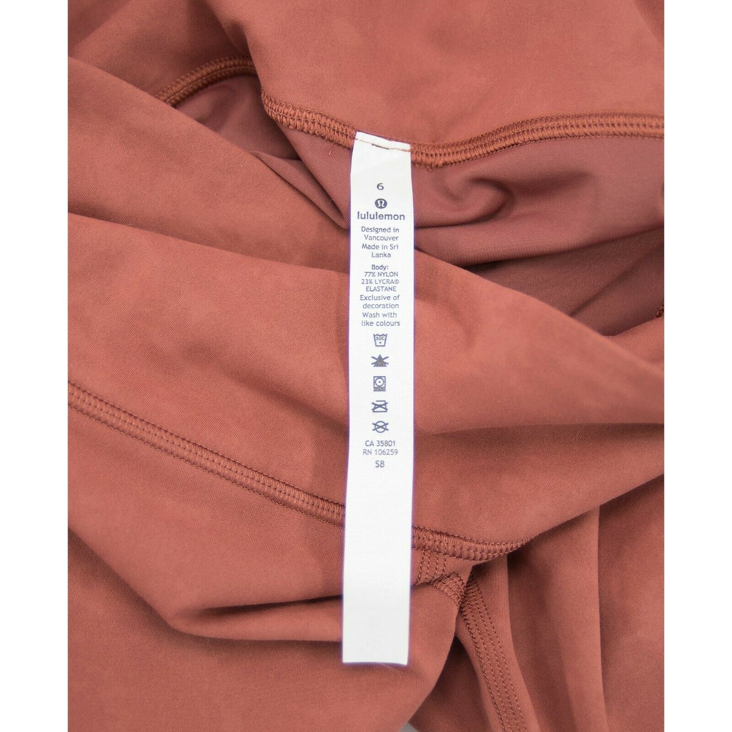 Lululemon Rust Soft Always On HR Split Waist Tight Fitted Leggings NWT Size 6