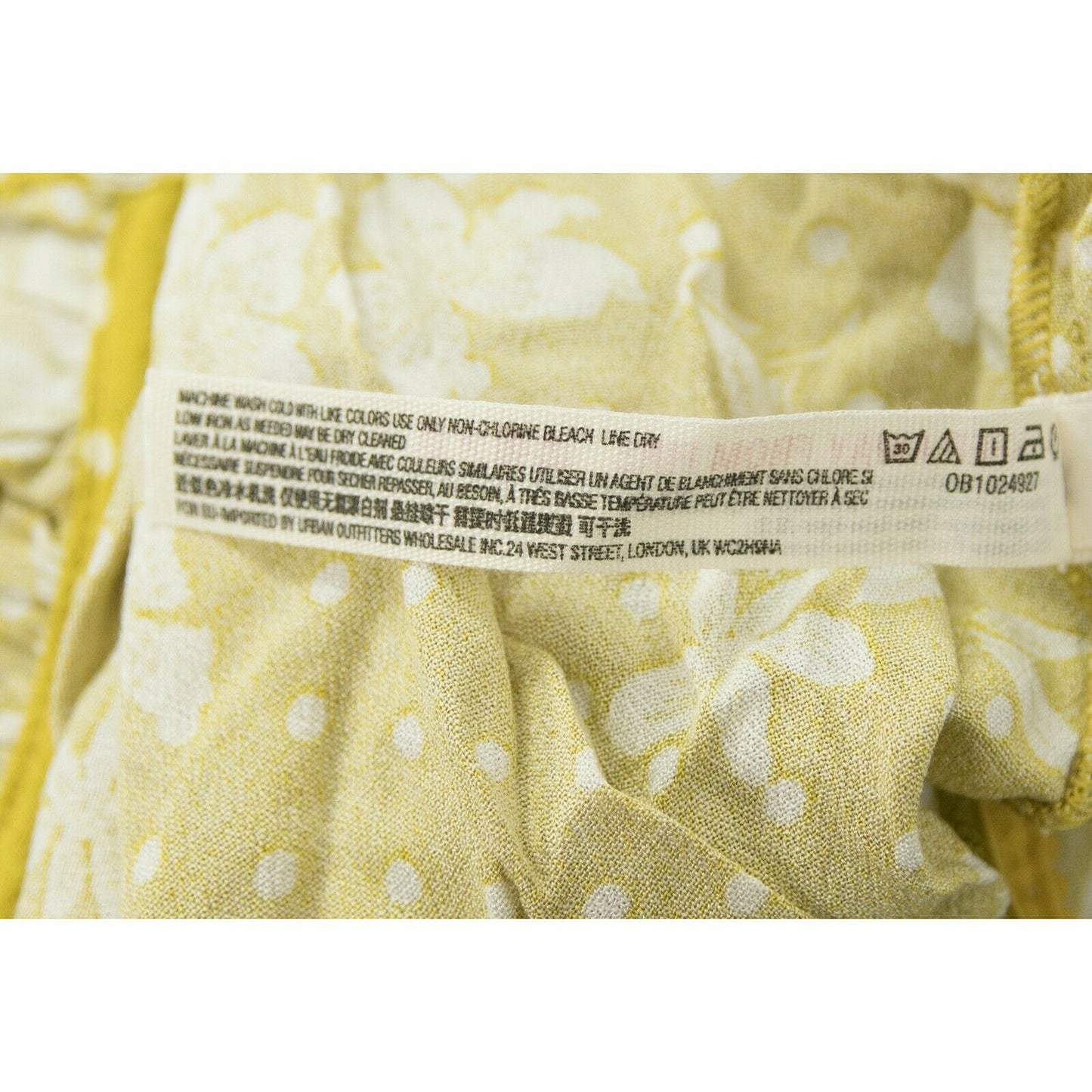 Free People Mustard Yellow Floral Peasant Bell Sleeve Blouse Thong Bodysuit L