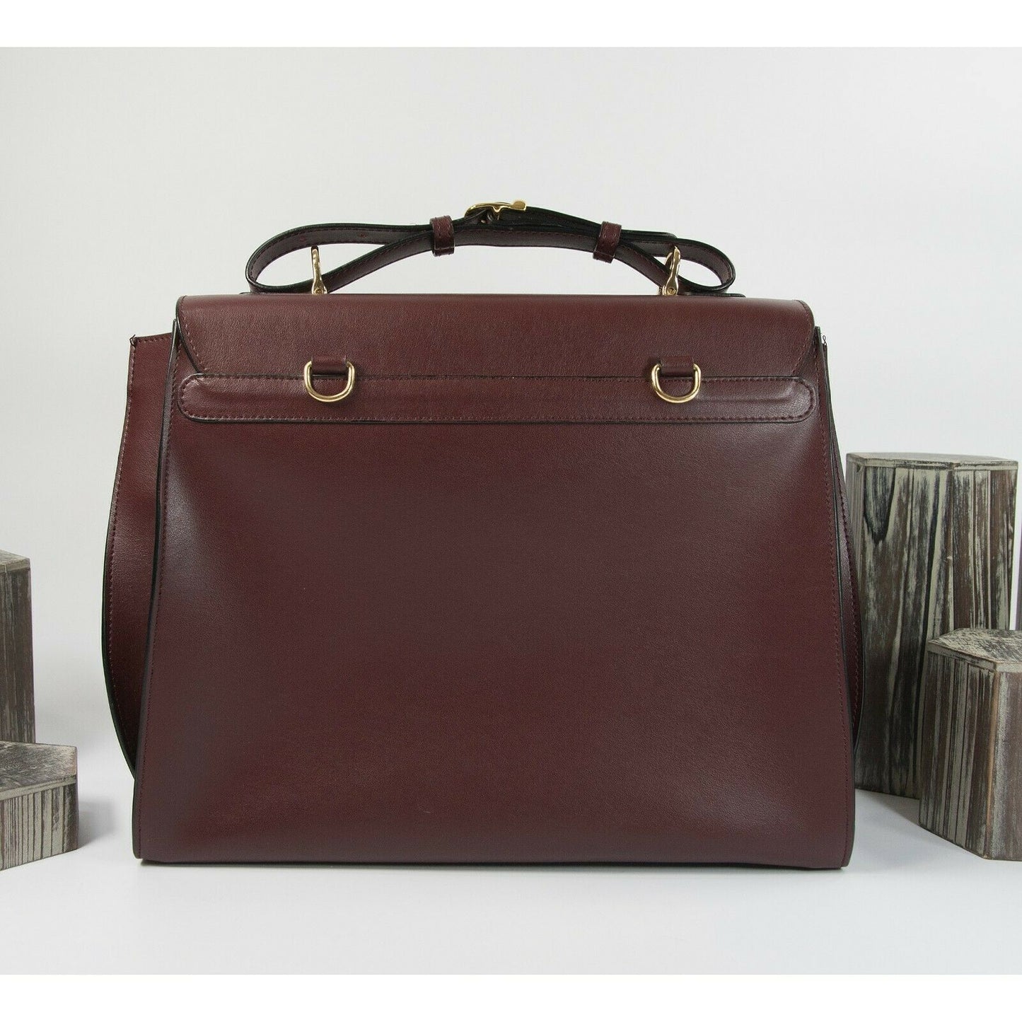 Gattinoni Vintage Wine Italian Leather Flap Shoulder Satchel Briefcase Bag EUC