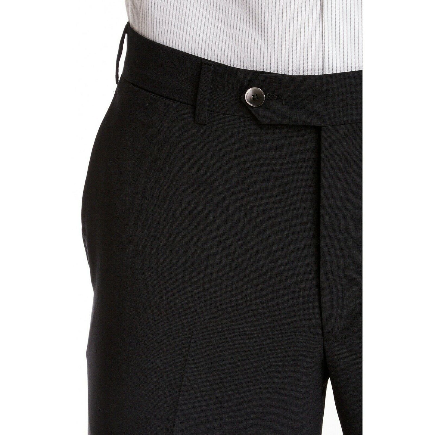 Ike Behar Mens Wool Flat Front Dress Suit Slacks Pants Black 40 NWT