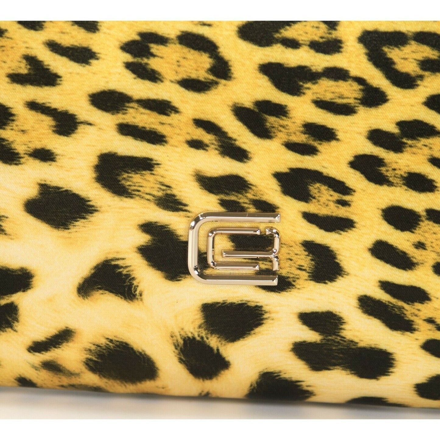 Roberto Cavalli Class Satin Leopard Flat Frame Clutch Bag NWT