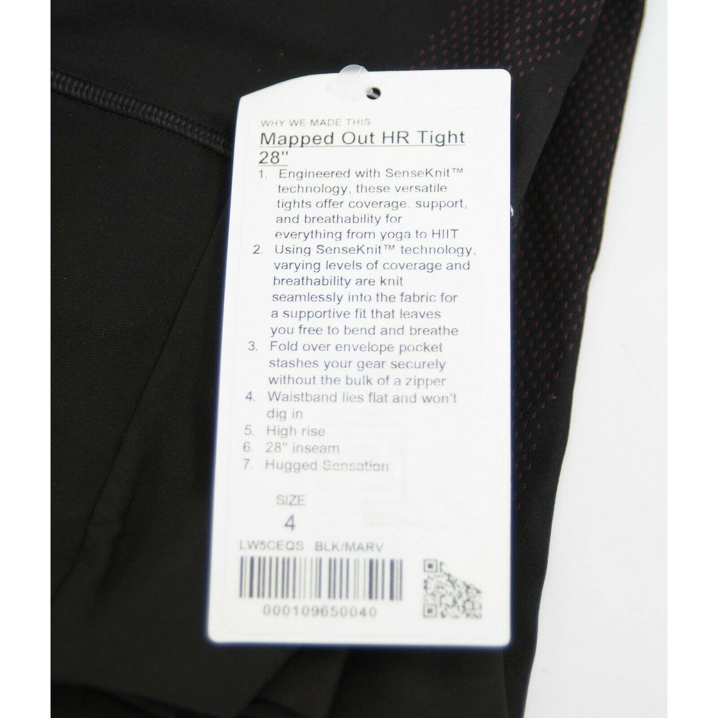 Lululemon Black Purple Mapped Out HR Tight Fitted Leggings NWT Size 6