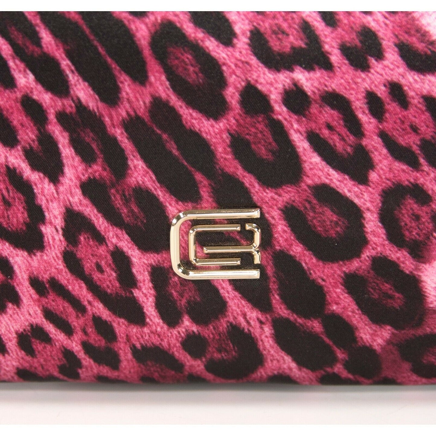 Roberto Cavalli Class Satin Leopard Flat Frame Clutch Bag NWT