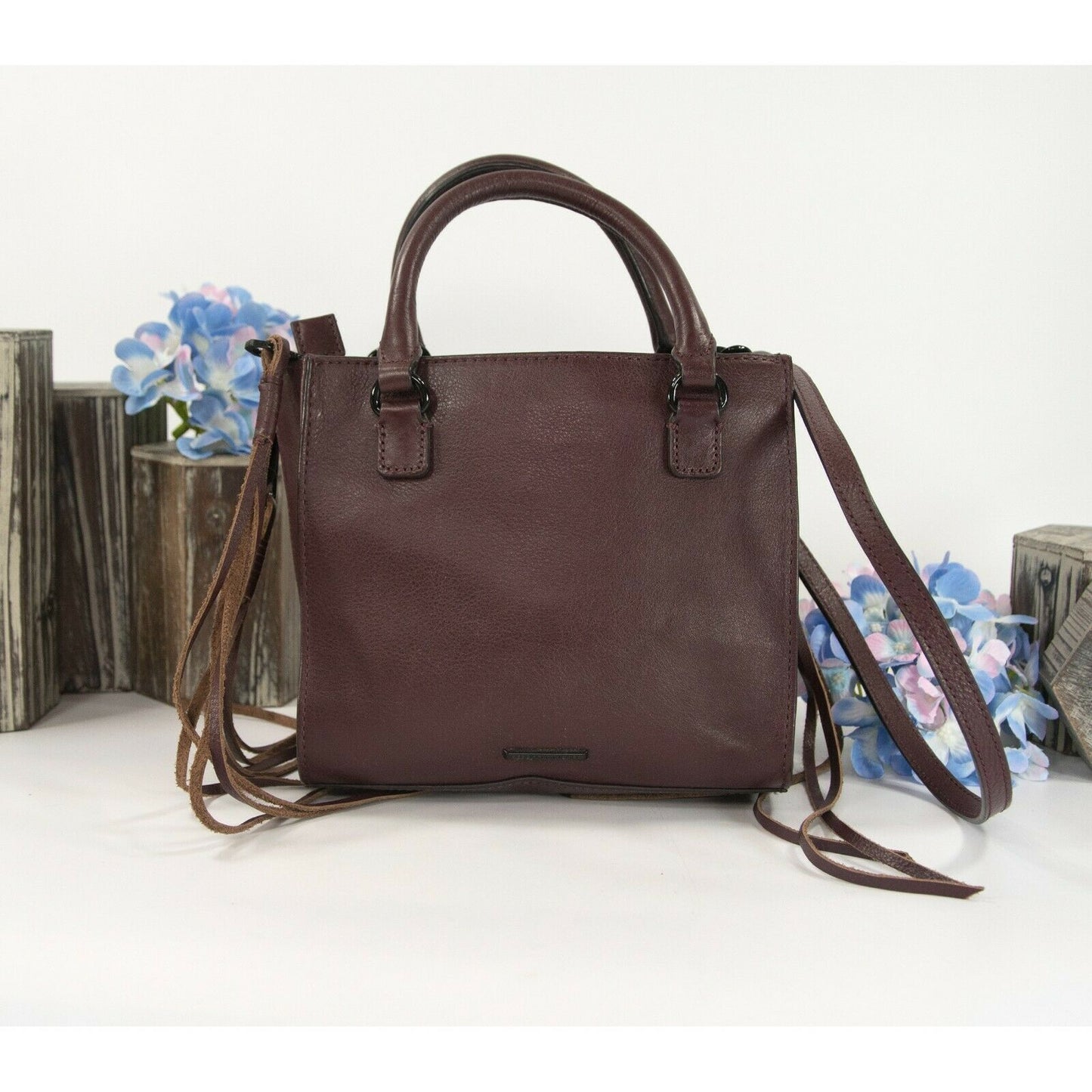 Rebecca Minkoff Port Leather Mini MAB Expandable Tote Bag EUC