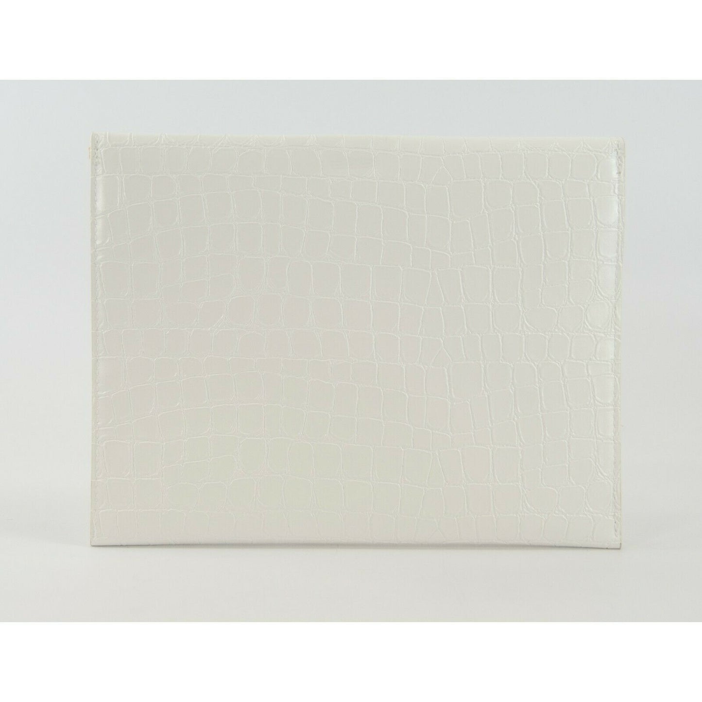 Ralph Lauren White Croc Envelope Large Pouch Clutch Bag NWT