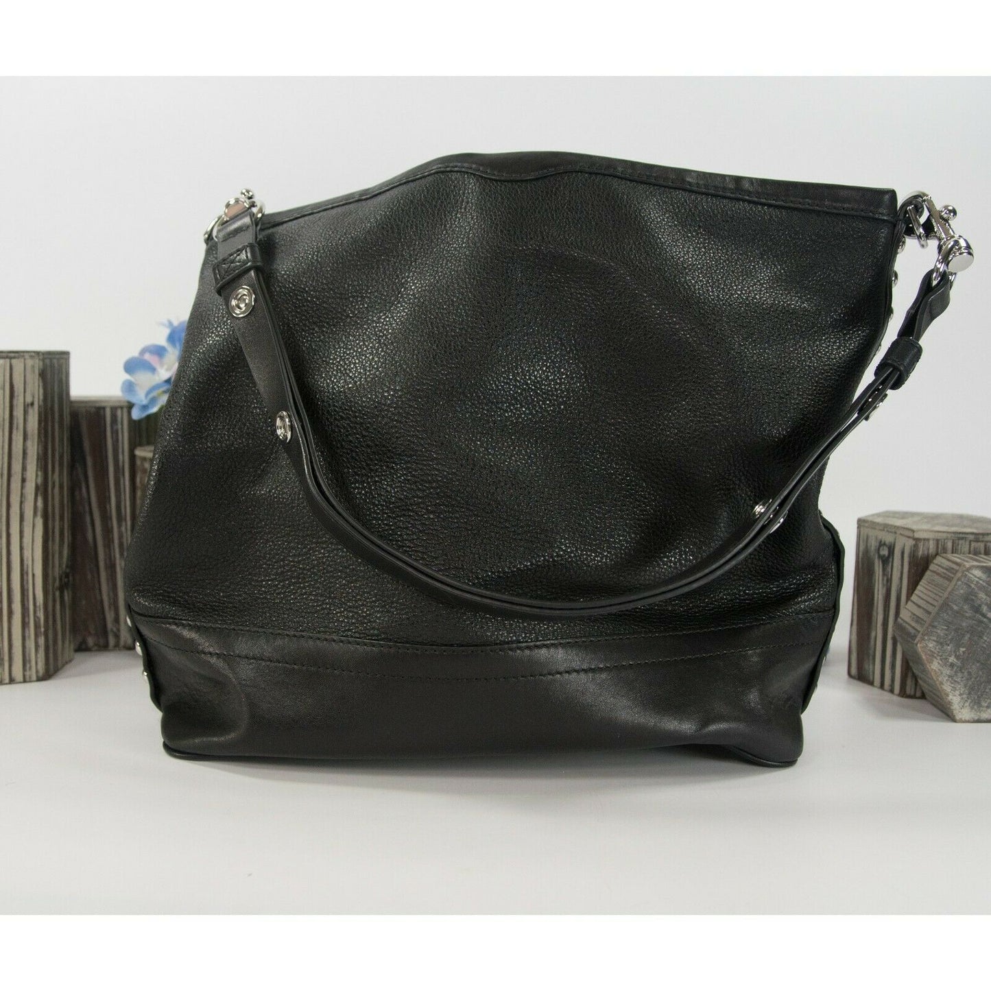Rebecca Minkoff Blake Black Leather Studded Hobo Shoulder Bag EUC