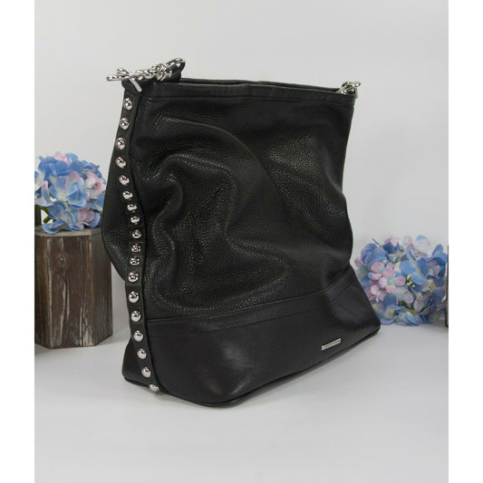 Rebecca Minkoff Blake Black Leather Studded Hobo Shoulder Bag EUC
