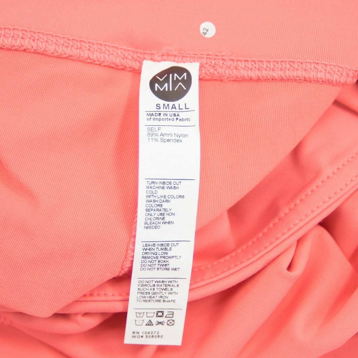 Vimmia Bright Coral Tight Fitted Leggings NWOT Size Small