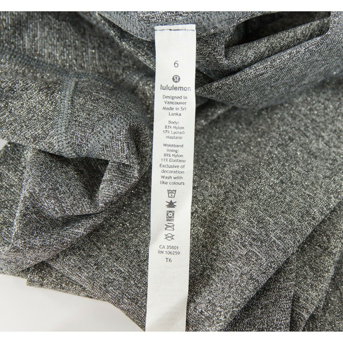 Lululemon Silver Shimmer Wunder Under tight leggings NWOT Size 6 C3