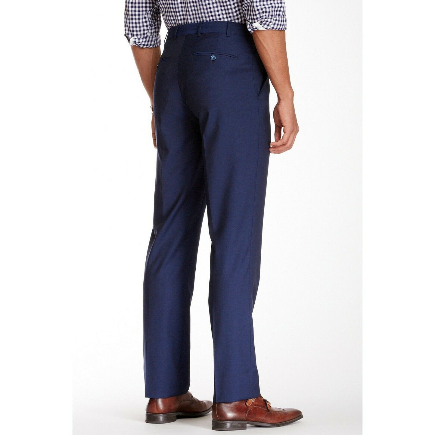 Ike Behar Mens Wool Flat Front Dress Suit Slacks Pants Navy 42 NWT