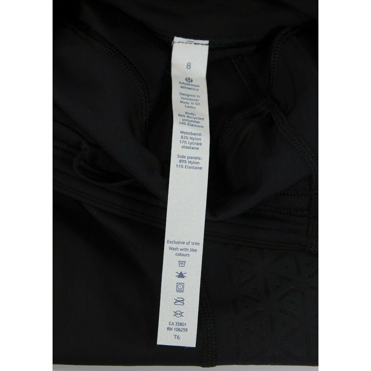 Lululemon Black Floral Mesh Bottom Thick tight leggings NWOT Size 8 C9