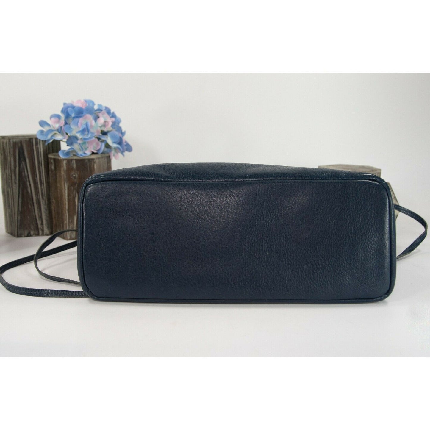 Il Bisonti Navy Blue Italian Leather Satchel Tote Bag EUC