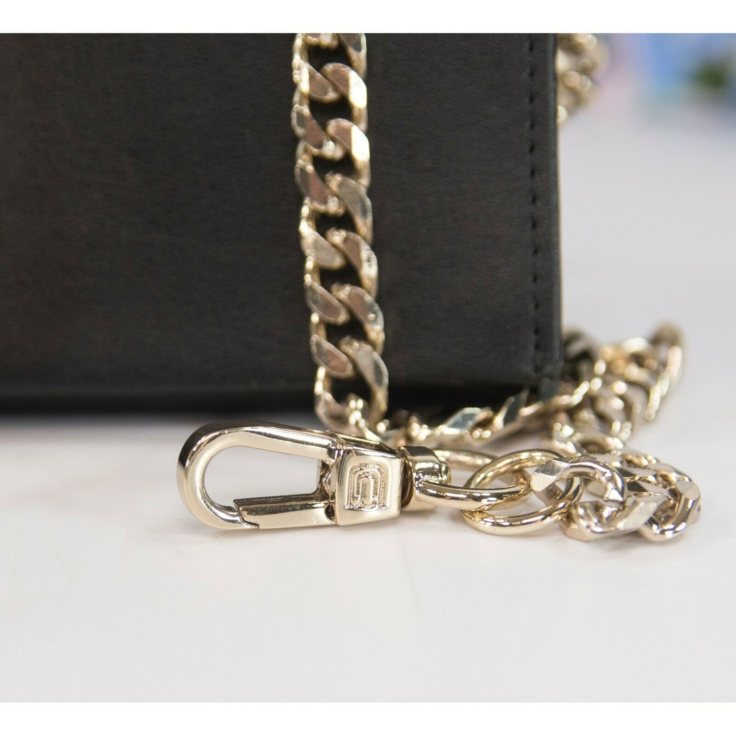 Roberto Cavalli Class Black Lizard Leather Glam Belt Crossbody Clutch Bag EUC