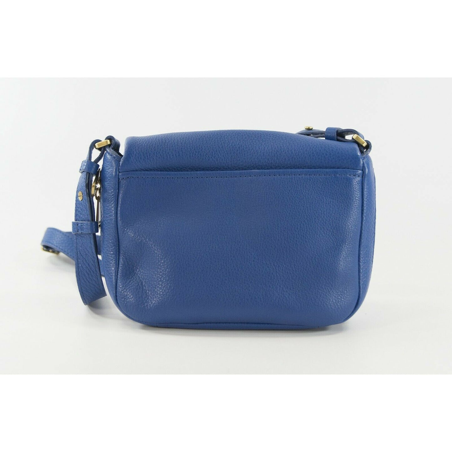 Fossil Blue Pebbled Leather Flap Expandable Crossbody Bag EUC