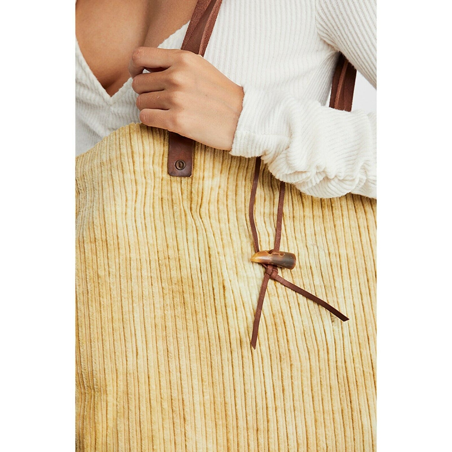 Free People We The Free Ivory Corduroy Large Tote Bag NWT