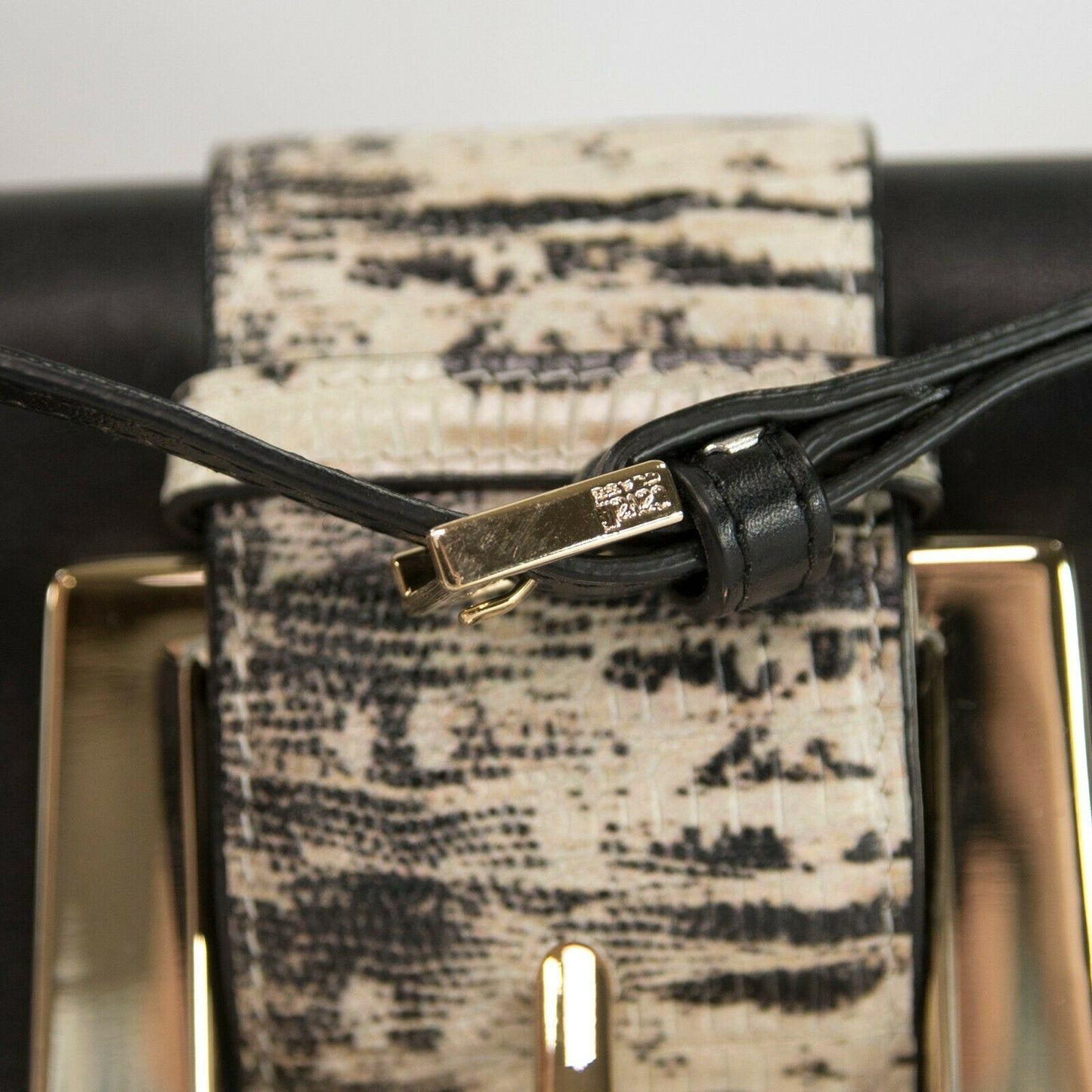 Roberto Cavalli Class Black Lizard Leather Glam Belt Crossbody Clutch Bag EUC