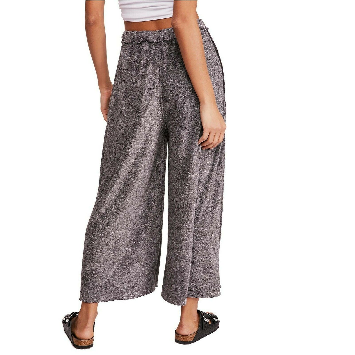 Free People Make It Maxi Wide Leg Terry Lounge Pants Grey NWT XS
