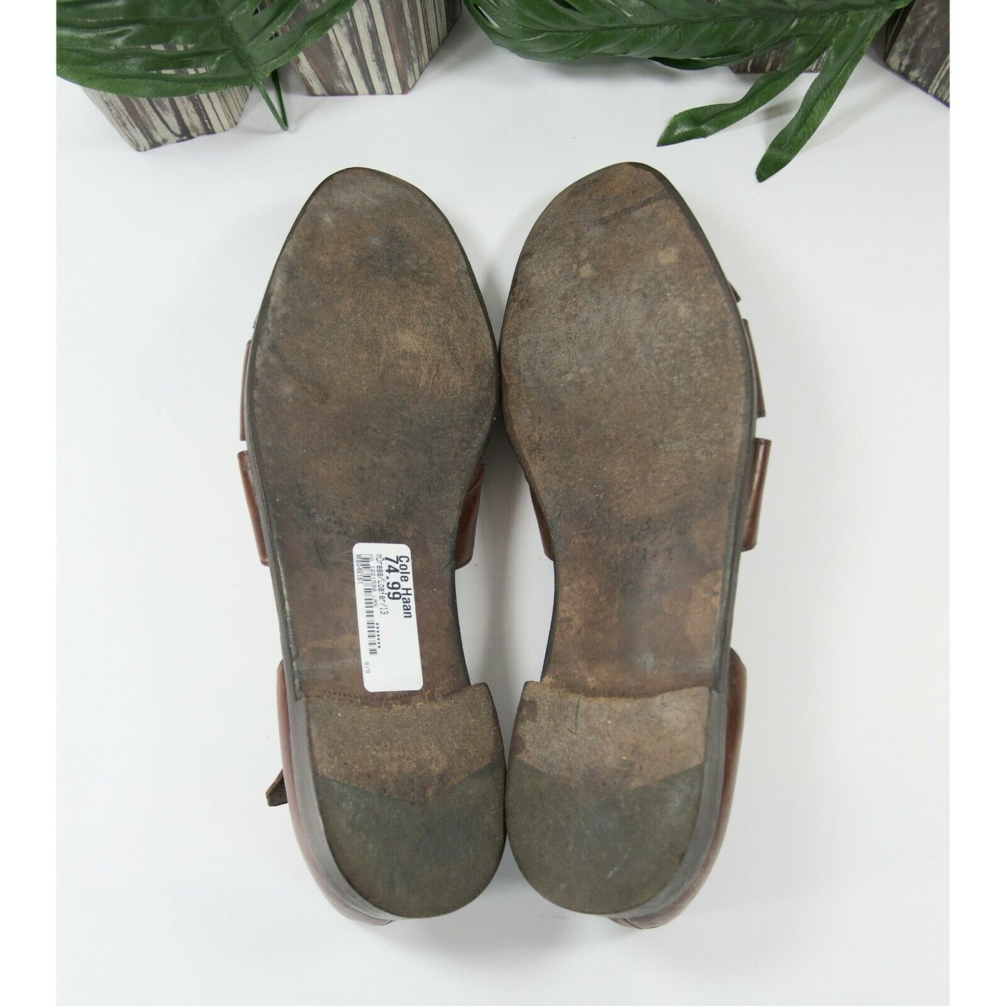 Cole Haan Brown Leather Open Work Buckle Loafer Sandal Shoes Size 13