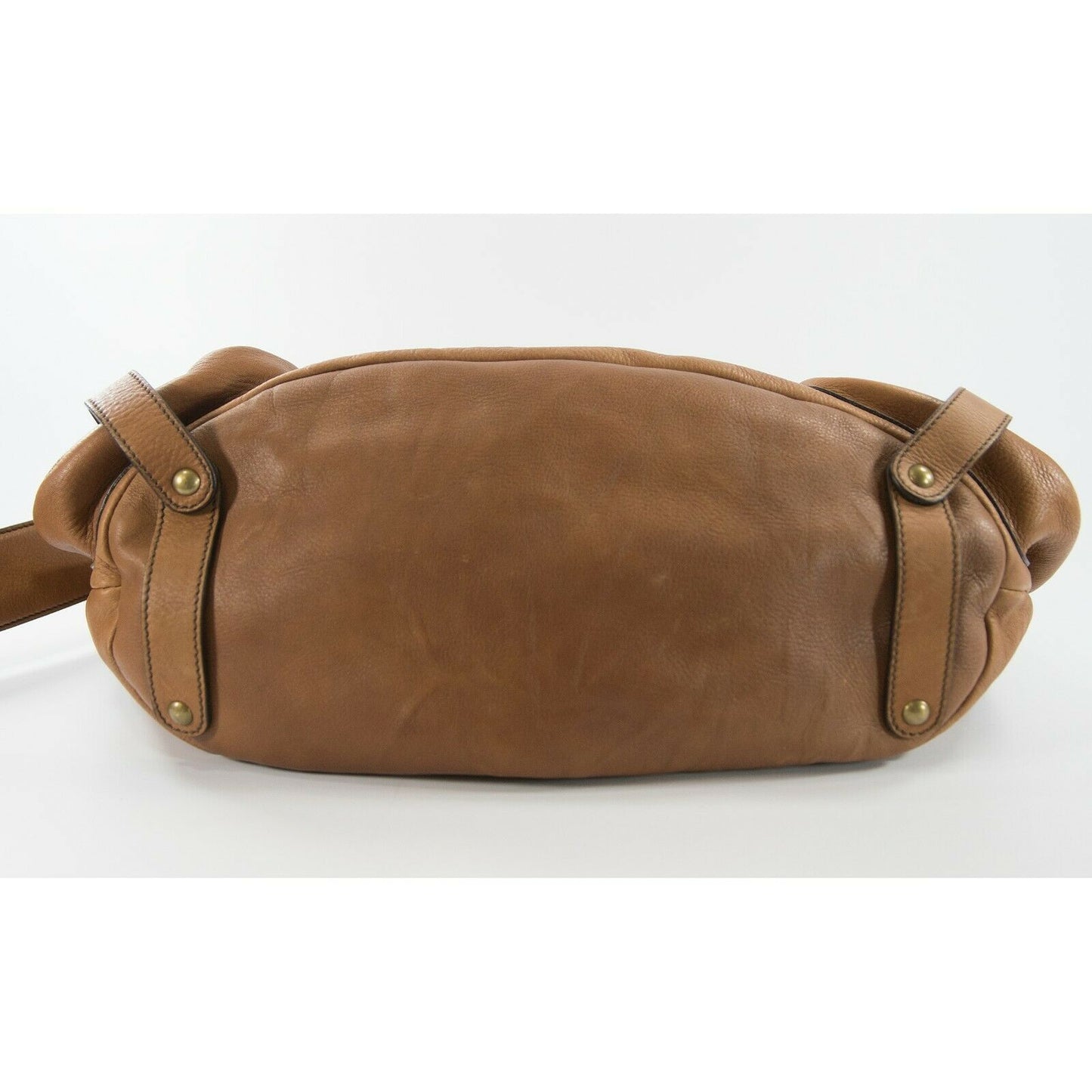 Escada Brown Leather Large Pocket Front Shoulder Weekend Bag EUC