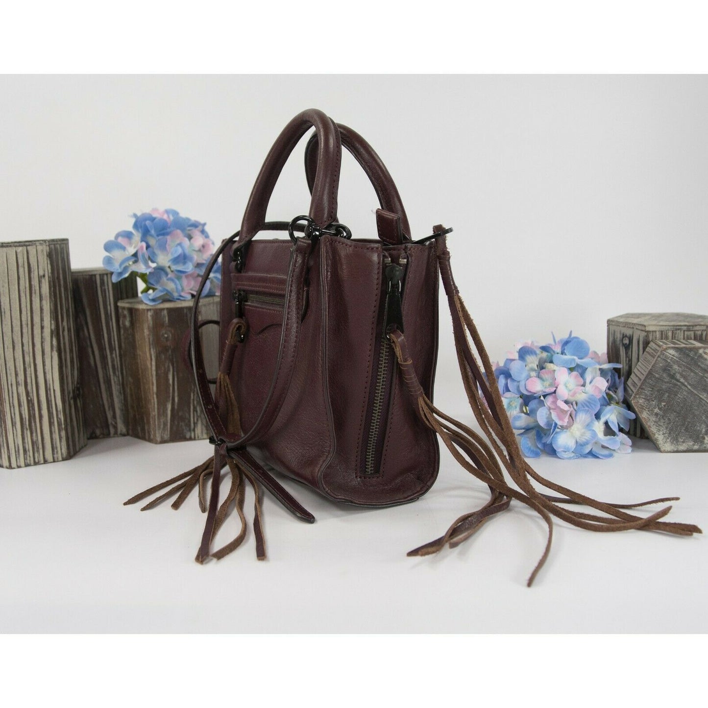 Rebecca Minkoff Port Leather Mini MAB Expandable Tote Bag EUC