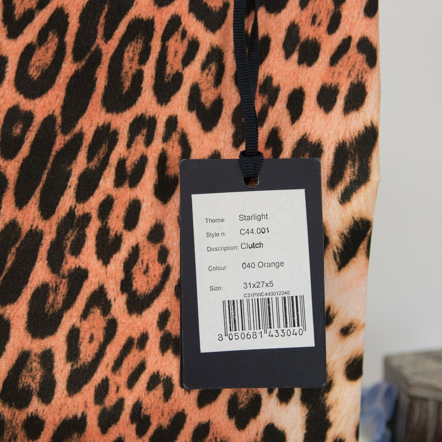 Roberto Cavalli Class Satin Leopard Flat Frame Clutch Bag NWT