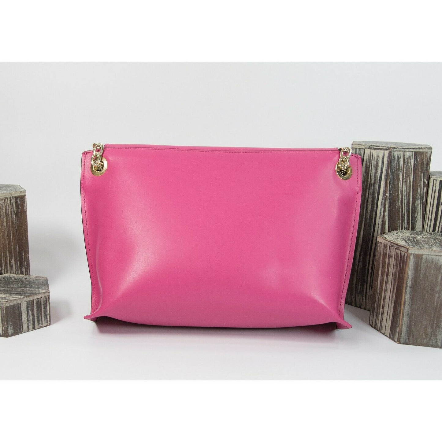 Gattinoni Vintage Hot Pink Italian Leather Flap Shoulder Crossbody Bag EUC