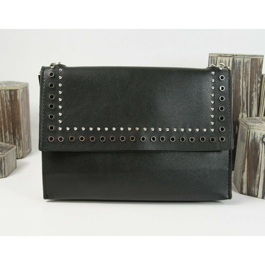 Zara Grommet Studded Flap Flat Shoulder Crossbody Bag EUC