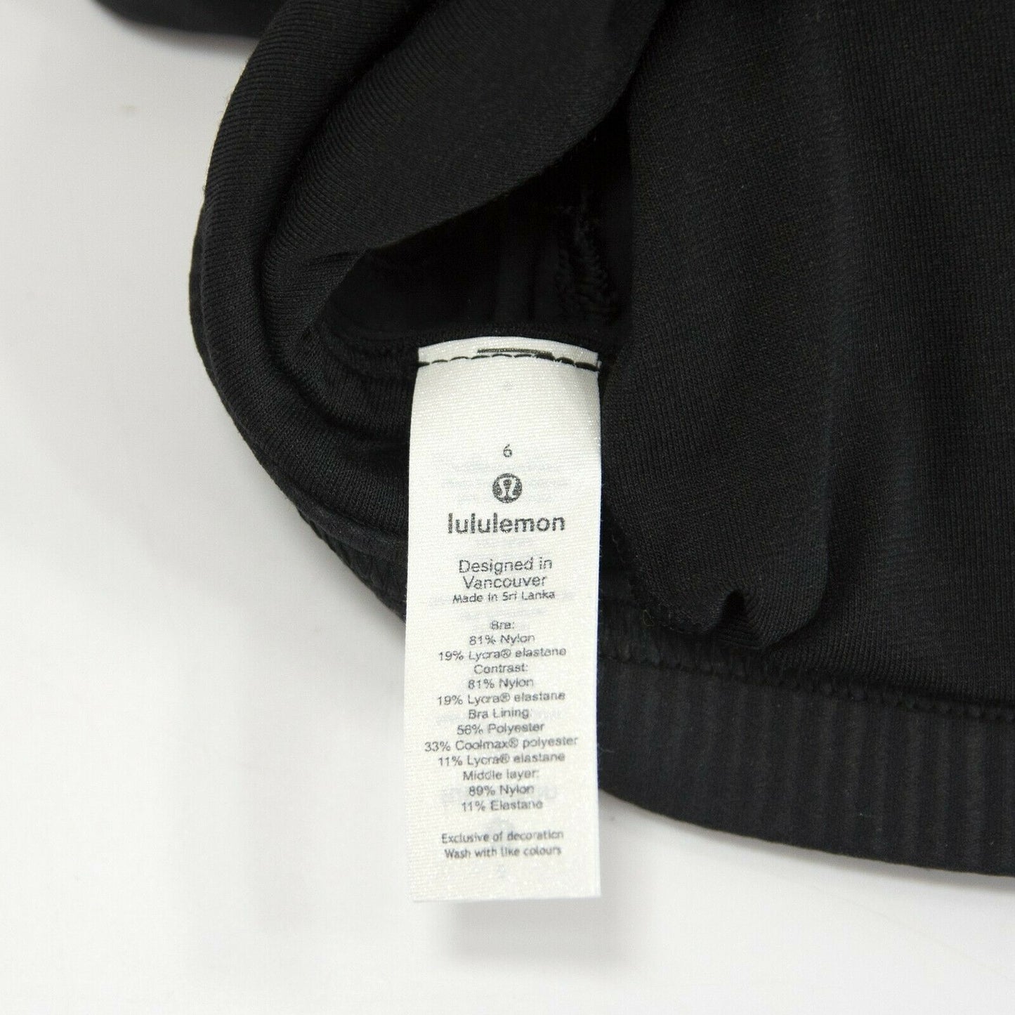 Lululemon Love To Layer Sports Bra Black 6 NWT