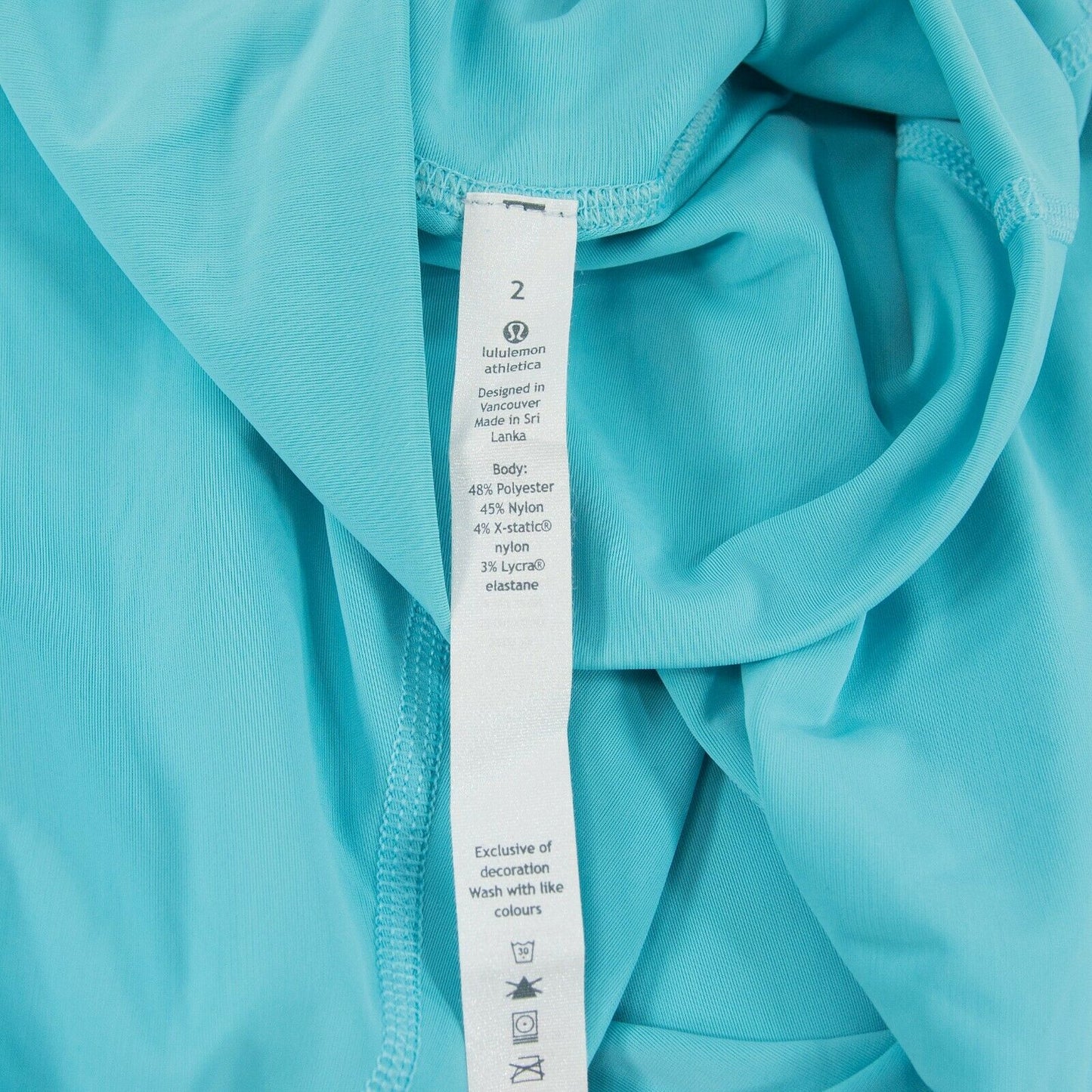 Lululemon Base Layer Thin Light Aqua Blue Tight Fit Leggings NWOT Size 2 C21