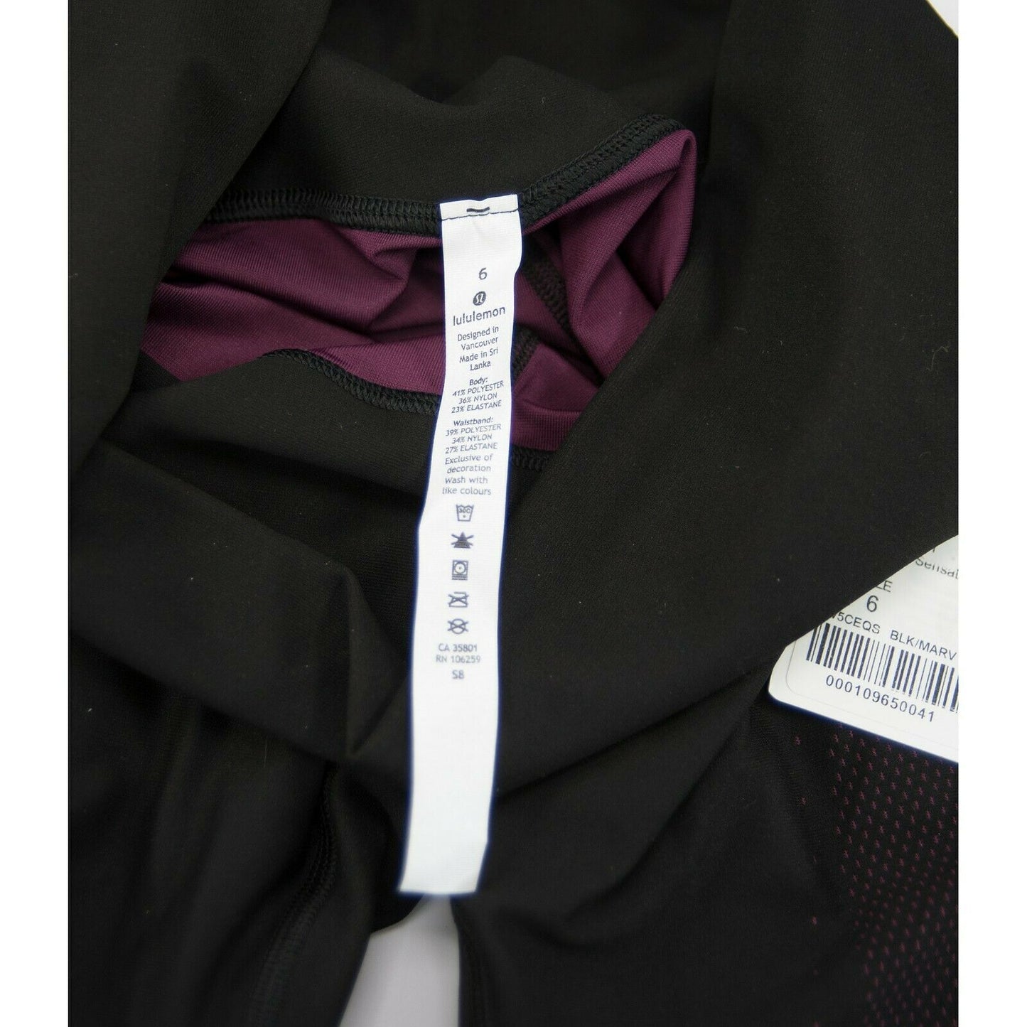 Lululemon Black Purple Mapped Out HR Tight Fitted Leggings NWT Size 6