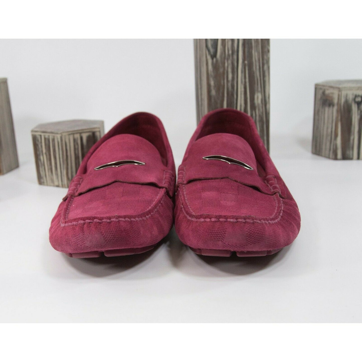 Louis Vuitton Damier Cranberry Suede Vintage Penny Loafer Driving Moccasin Sz 12