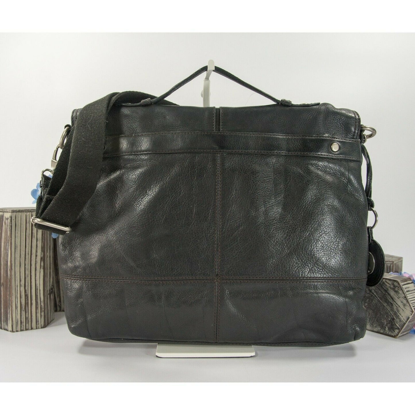 Fossil Maddox Long Live Vintage Leather Briefcase Messenger Crossbody Bag GUC