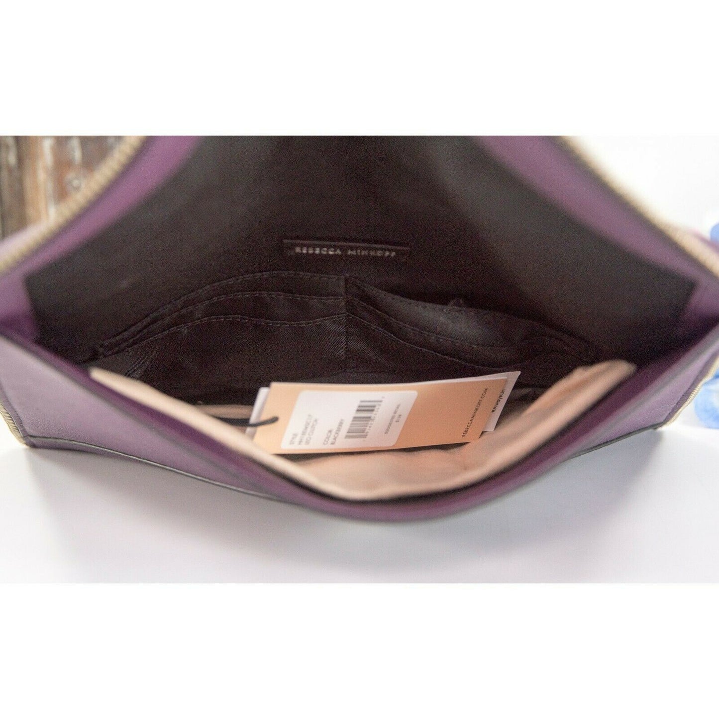 Rebecca Minkoff Leo Blackberry Saffiano Studded Large Clutch Bag NWT