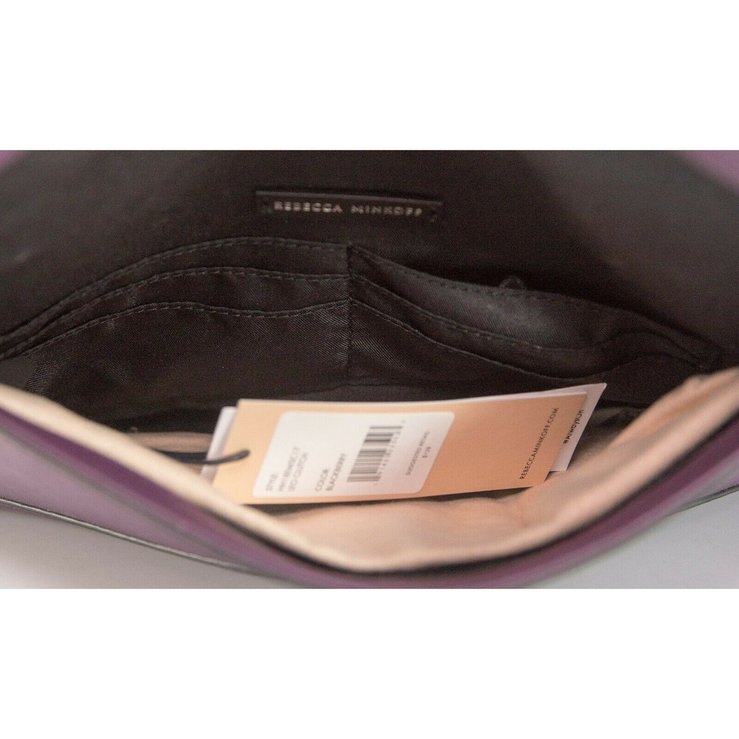Rebecca Minkoff Leo Blackberry Saffiano Studded Large Clutch Bag NWT