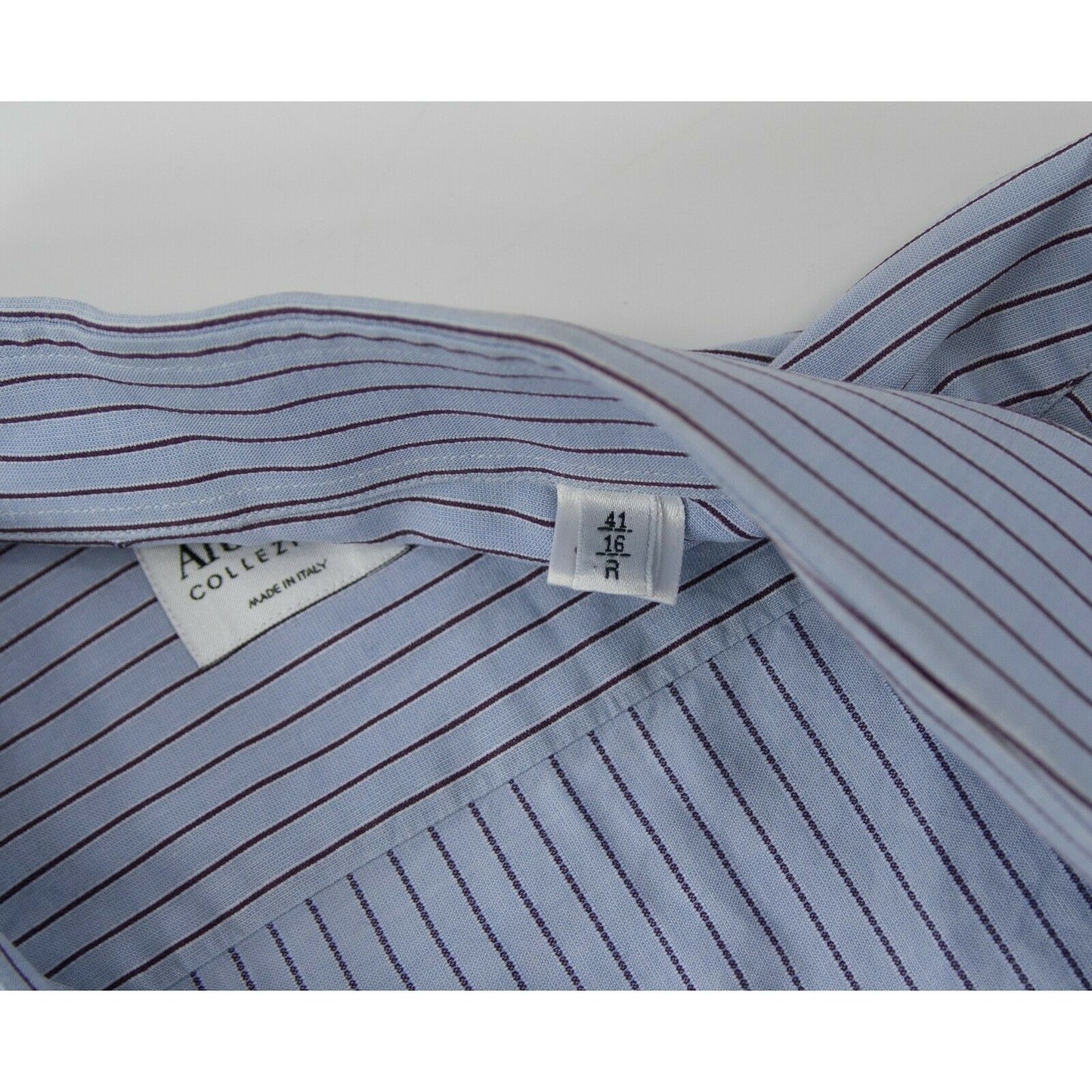 Armani Collezioni Blue Pinstripe Button Down Dress Work Shirt 41 16R
