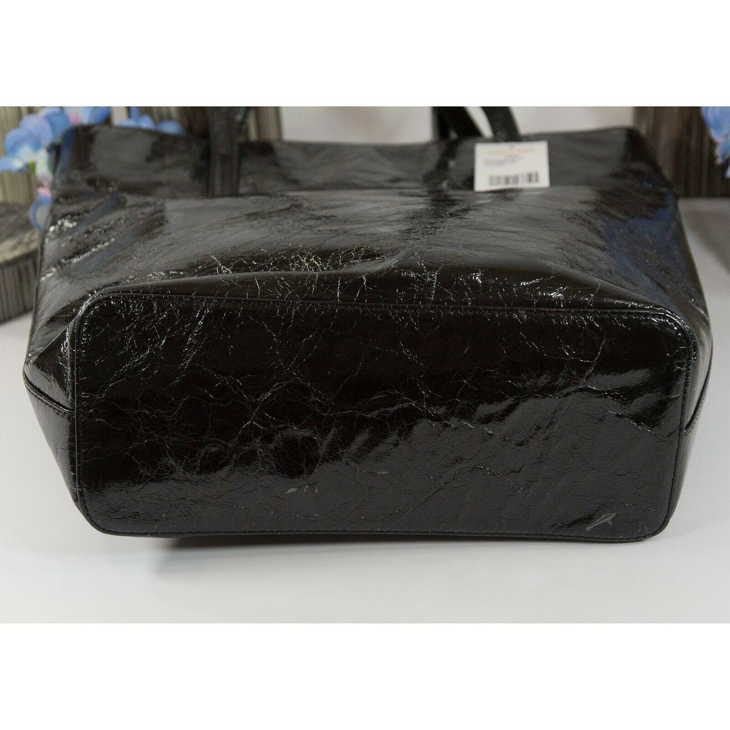 Michael Kors Emry Black Crinkled Leather Large Tote Bag NWT