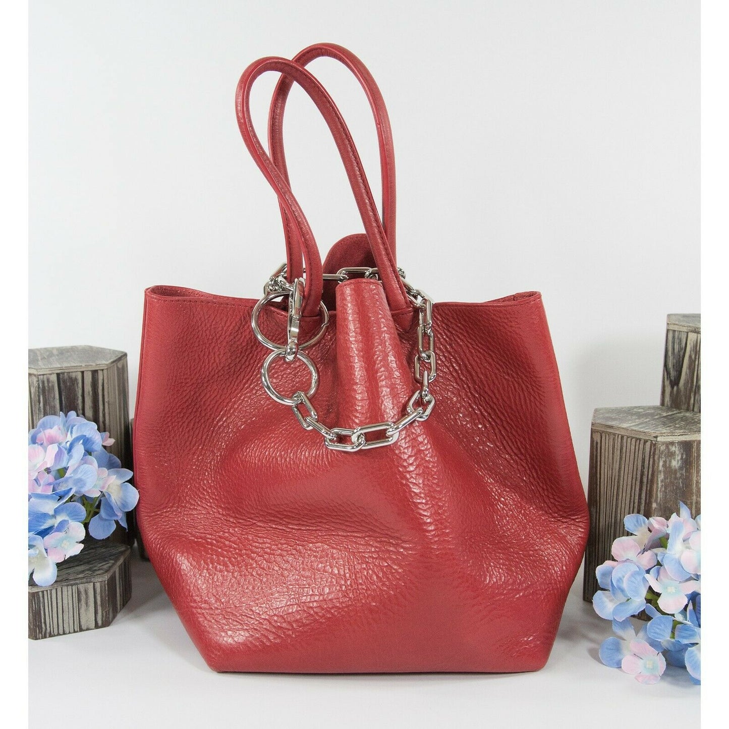 Alexander Wang Red Leather Small Roxy Tote with Pouch EUC