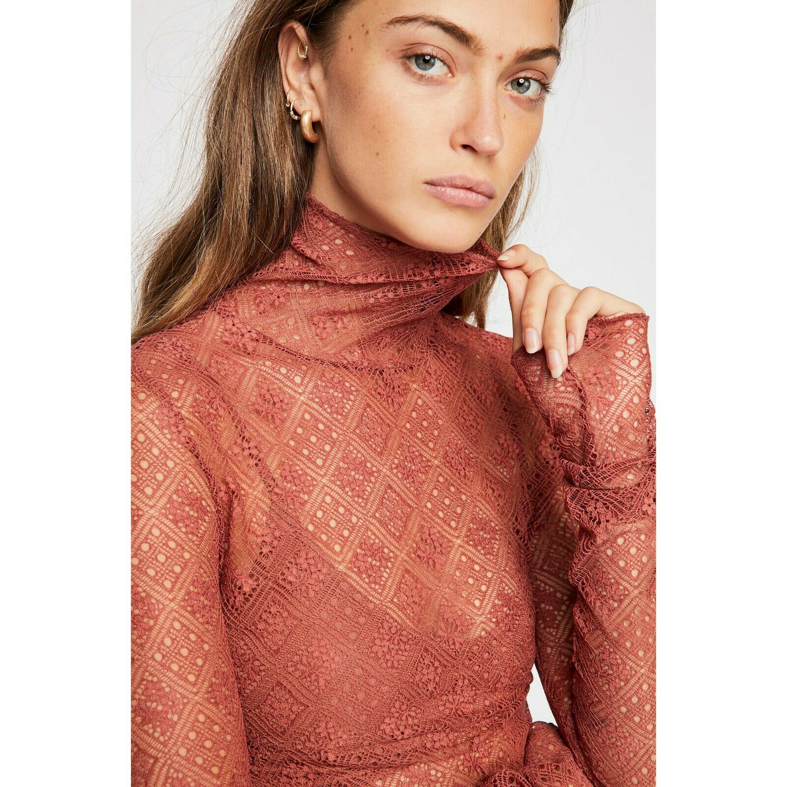 Free people sweet shop memories lace turtleneck