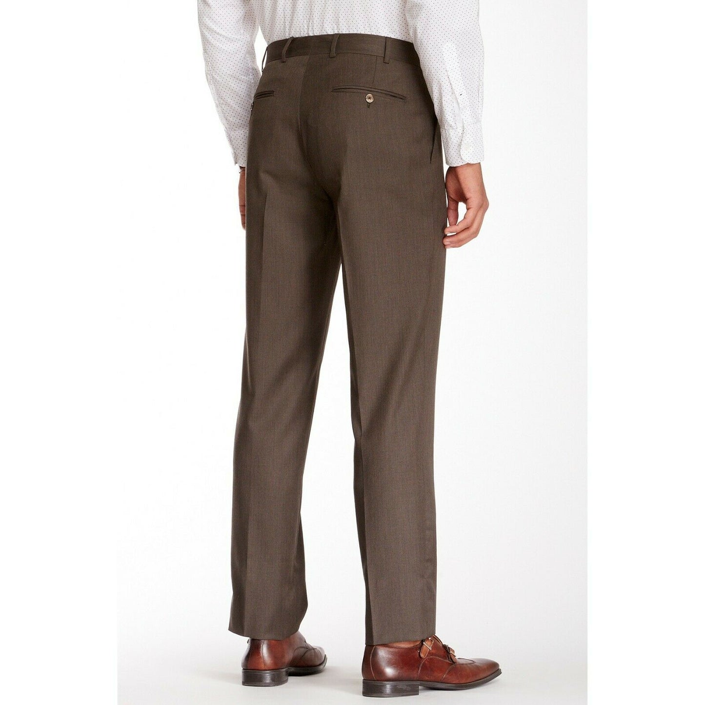 Ike Behar Mens Tan Wool Flat Front Dress Suit Slacks Pants 36 NWT