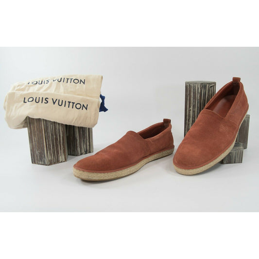 Louis Vuitton Rust Perforated Suede Mens Vintage Driving Moccasin Size 10.5