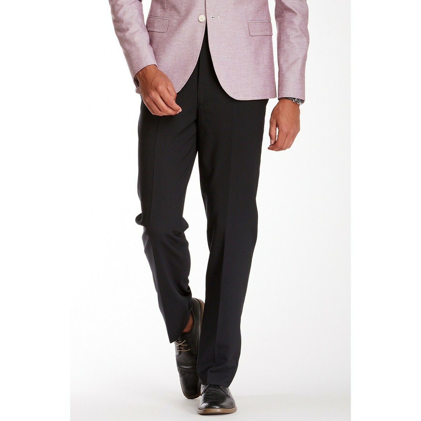 Ike Behar Mens Wool Flat Front Dress Suit Slacks Pants Black 42 NWT