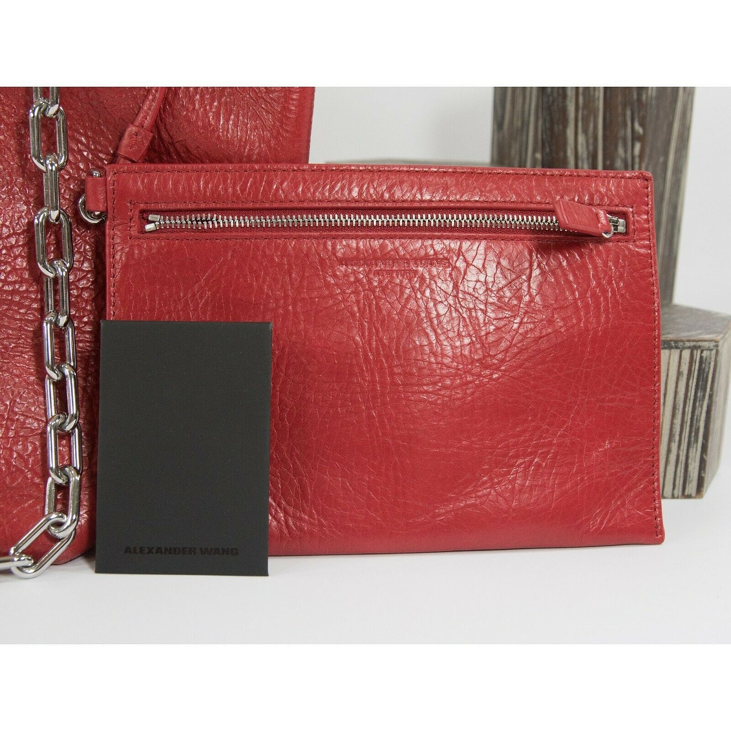 Alexander Wang Red Leather Small Roxy Tote with Pouch EUC