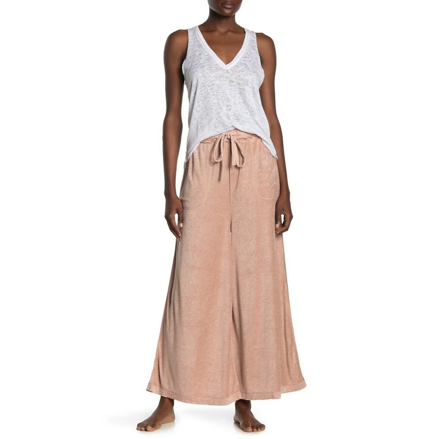 Free People Make It Maxi Wide Leg Terry Lounge Pants Clay NWT S